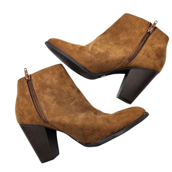 NY&C Brown Suede Ankle Boots with Wood Block Heels – Size 9 - Picture 2 of 7